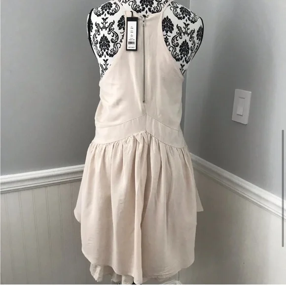 Romeo Juliet Sleeveless Cutaway Swing Lace Trim Mini Dress Cream Neutral S NWT - Picture 7 of 14